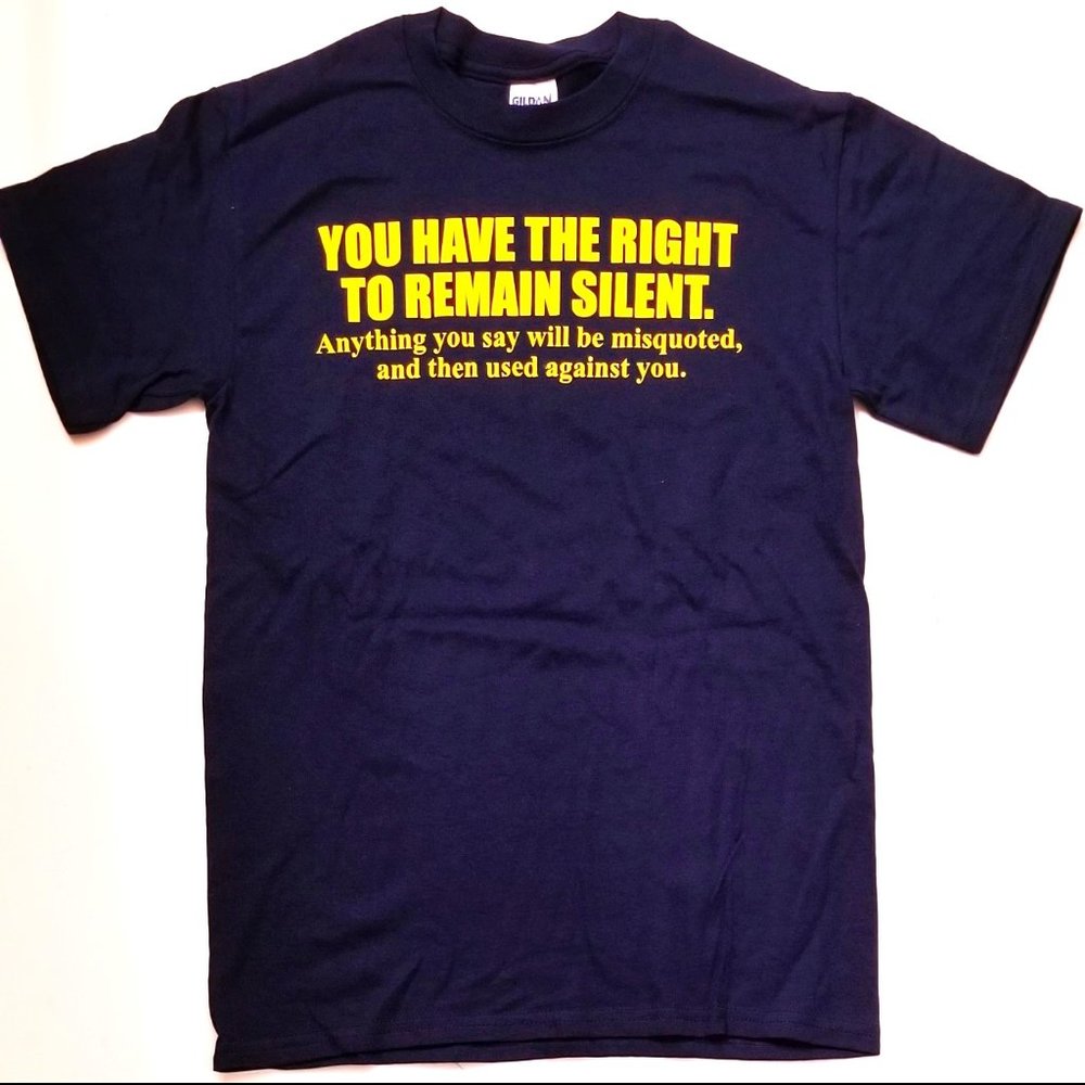 GILDEN T-SHIRT, DARK BLUE with YELLOW WRITING